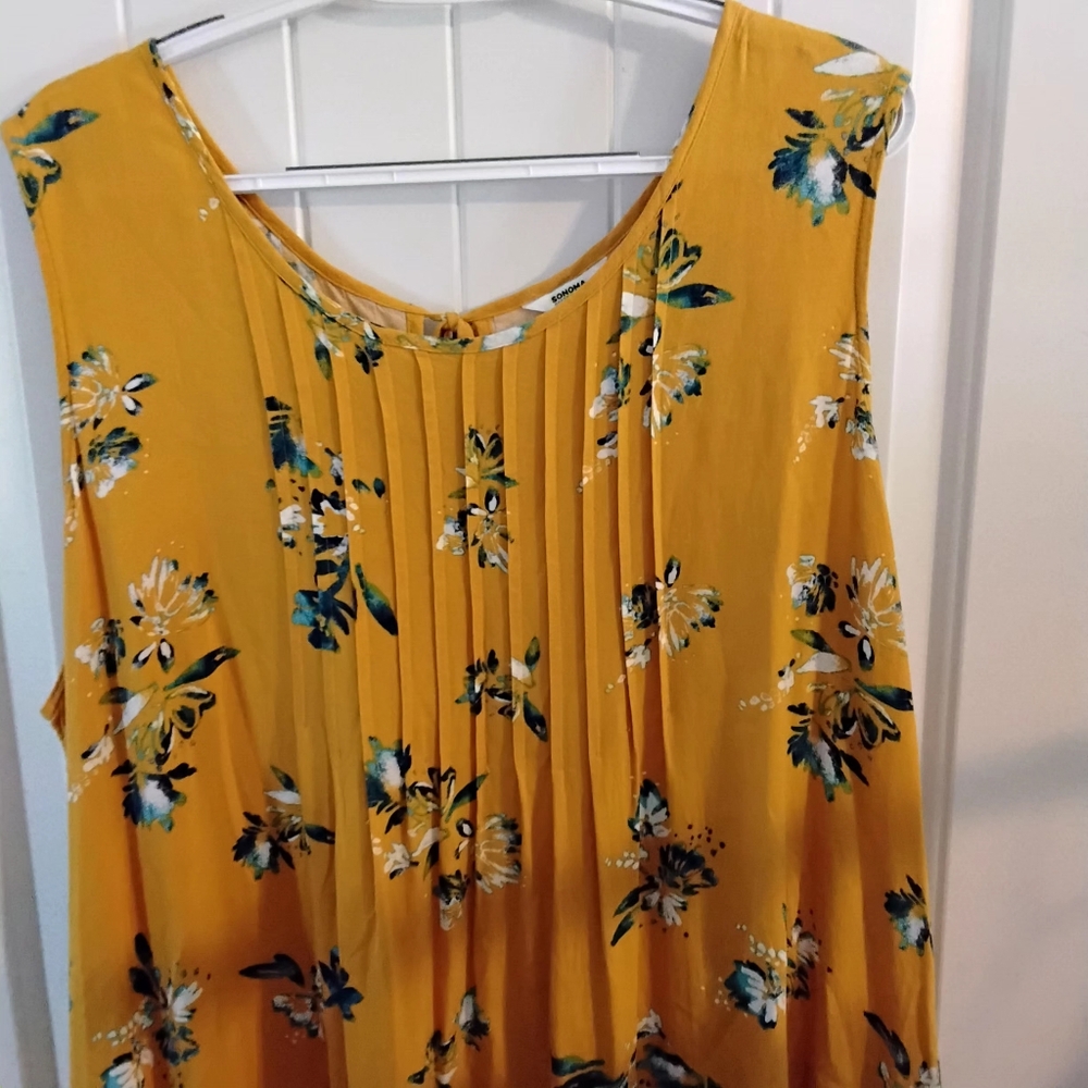 Sonoma Floral Yellow Sleeveless Dress XXL - Picture 2 of 4